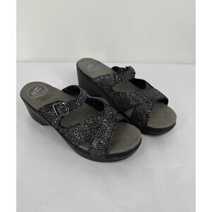 Dansko Sophie Spotted Glitter Sandals Clog Platform Heel Size 38 US 7.5-8